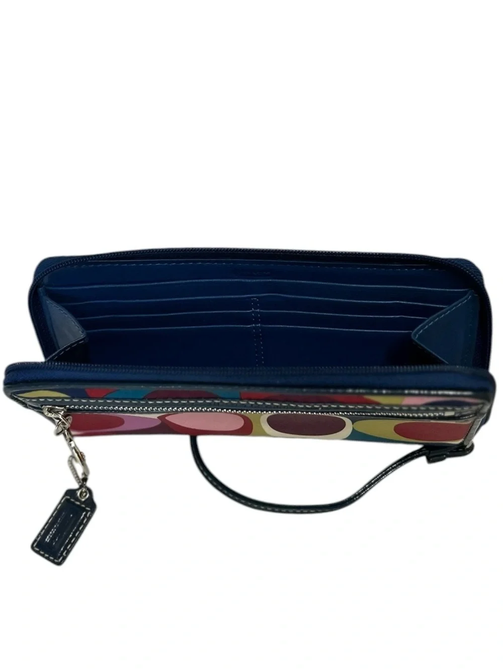 Coach Wristlet Wallet Multicolor Rainbow Small Patent Leather Pouch Clutch